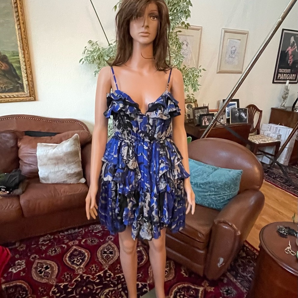 Roberto Cavalli for just cavalli floral ruffled cocktail dress sz 42 NWT